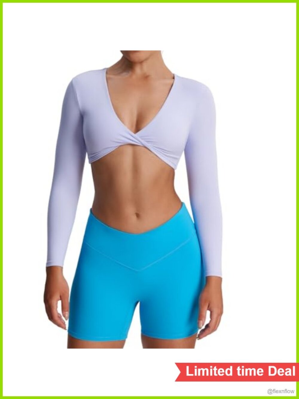 Women's Long Sleeve Crop Top with Built-in Bra, Yoga Workout Activewear